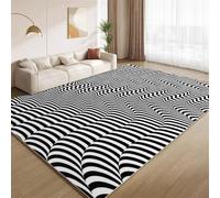 Tapis Illusions D'Optique, Tapis Rayures Ondulées Abstraites Lavable pour Salon Doux Antidérapant Facile à Nettoyer pour Chambre à Coucher Crèche Étude Salle de Classe Bureau 160x200cm