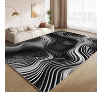 Tapis Illusions D'Optique, Tapis Rayures Ondulées Abstraites Lavable pour Salon Doux Antidérapant Facile à Nettoyer pour Chambre à Coucher Crèche Étude Salle de Classe Bureau 160x200cm