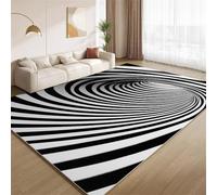 Tapis Illusions D'Optique, Tapis Tourbillon De Lignes Noir Et Blanc Lavables pour Salon Chambre à Coucher Doux Antidérapant pour Salle à Manger Bureau Crèche Salle de Jeux Décoration 120x180cm