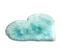 Tapis imitation laine de mouton - Non poils longs - Pour chambre à coucher - Textile d'intérieur - Couverture polaire (bleu clair, taille unique)