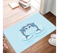 Tapis Impression 3D de Dauphins à Baisers, Petit antidérapant imperméable, de Sol Facile à Nettoyer pour Usage intérieur et extérieur, Mode de décoration durable-60x90cm