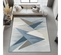 Tapis Impression pour Salon 100x150 cm - Bleu Gris Lavables avec Dos Antidérapant, Dégradé Géométrique Triangle Tapis à Poils Courts pour Cuisine Salle à Manger l'entrée Bureau et Chambre