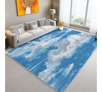 Tapis Impressionnisme Motifs De Nuages Ciel Bleu Blanc 120 X 170 Cm - Poils Courts Ultra Doux Lavable en Machine Antidérapant Ne Peluche Pas Tapis Rectangulaire pour Salon Chambre Cuisine