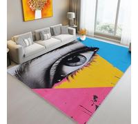 Tapis Imprimé Abstraction Yeux Blocs de Couleur pour Salon Chambre Décoration de la Maison - Multicolore Flanelle Antidérapante Tapis Salon de Sol paillasson 80 x 150 cm