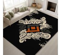 Tapis Imprimé Bohème pour Salon Chambre Décoration de la Maison Doux Lavable Chambre d'enfants Tapis de Sol de Jeu, Géométrique Mystique Motif (Noir 160 x 230 cm)