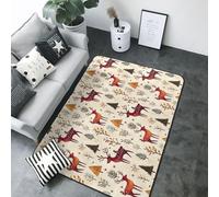 Tapis imprimé cerf et oiseaux forestiers pour salon, chambre à coucher, tapis doux lavable et antidérapant pour décoration de chambre à coucher, 203,2 x 147,3 cm