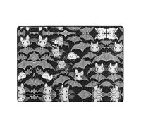 Tapis imprimé chauves-souris d'Halloween gris, 203,2 x 147,3 cm, doux, antidérapant et durable pour salon, bureau, et plus encore