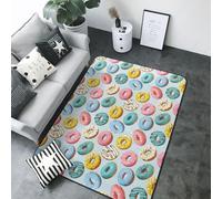 Tapis imprimé donuts macarons pour décoration de salon, tapis antidérapant et lavable, tapis d'intérieur pour chambre à coucher, salon, 203,2 x 147,3 cm