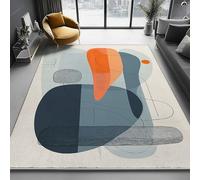 Tapis Imprimé Éléments Géométriques Abstraits Simples Moderne Lavable - Poil Court Doux, 120 x 180 cm Antidérapant et Entretien Facile, Tapis pour Salon Chambre Couloir, Beige