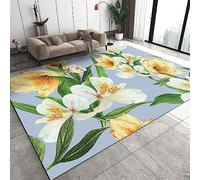 Tapis Imprimé en 3D Doux Planter Une Orchidée Jaune Et Blanche Tapis De Sol pour Couloir, Salon, Salle De Bain, Chambre d'enfant, Bureau, Chambre À Coucher, Salle De Jeux, Cuisine, Paillasson Antidér