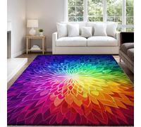 Tapis imprimé Fantaisie Vif Géométrique Mandala Multicolore pour décoration de Salon, Tapis d'intérieur Doux et antidérapant Lavable pour Chambre à Coucher, Salle à Manger, Salon 160 x 230 cm