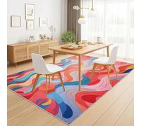 Tapis Imprimé Fluide ondulations Diffusion pour Salon Chambre Décoration de la Maison - Multicolore Flanelle Antidérapante Tapis Salon de Sol paillasson 80 x 150 cm