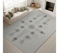 Tapis Imprimé Géométrique pour Salon Chambre Décoration de la Maison Doux Lavable Chambre d'enfants Tapis de Sol de Jeu, Flocon De Neige Mystique Motif (Gris Graphite 120 x 170 cm)