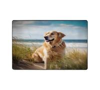 Tapis imprimé Golden Retriever sur la plage pour salon, chambre à coucher et bureau - 183 x 121,9 cm - Tapis d'intérieur moderne doux et antidérapant