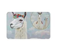Tapis imprimé lama lavable, antidérapant, petit tapis d'entrée, tapis d'intérieur, tapis d'entrée 49 x 80 cm