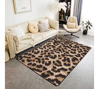 Tapis imprimé léopard guépard imprimé en bas Paillasson d'intérieur noir marron léopard salon tapis afrique animal sauvage motif fourrure accent tapis luxe chambre décor moderne tapis 100 x 150 cm