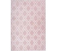 Tapis Imprimé Losange Fait Main Monroe III Rose 81 x 150 cm Rose