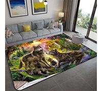 Tapis Imprimé Loup Pour Salon Chambre Décoration de la Maison Moderne Flanelle Antidérapante Chambre D'enfants Tapis de Sol de Jeu,Forêt Neige Nuit Ciel Lune Loups Motif (Brun,60x90 cm)