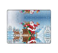 Tapis imprimé Merry Christmas 160 x 121,9 cm, doux, antidérapant et durable pour salon, bureau, et plus encore