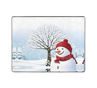 Tapis imprimé Merry Christmas avec bonhomme de neige joyeux 160 x 121,9 cm, tapis de sol doux, antidérapant et durable pour salon, bureau, et plus encore