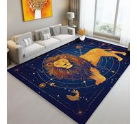 Tapis Imprimé Minimalisme Lion Ciel étoilé pour Salon Chambre Décoration de la Maison - Bleu Flanelle Antidérapante Tapis Salon de Sol paillasson 50 x 80 cm