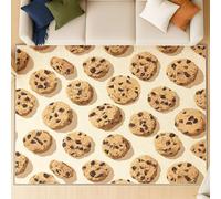 Tapis imprimé Minimaliste Moderne Biscuit au Chocolat Beige pour décoration de salon, tapis d'intérieur doux et antidérapant lavable pour chambre à coucher, salle à manger, salon 60 x 120 cm