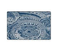 Tapis imprimé (motif tribal maori polynésien bleu) pour salon, chambre à coucher et bureau - 152,4 x 99,1 cm - Tapis d'intérieur moderne et antidérapant