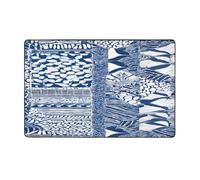 Tapis imprimé (motif tribal maori polynésien bleu) pour salon, chambre à coucher et bureau - 152,4 x 99,1 cm - Tapis d'intérieur moderne et antidérapant