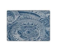 Tapis imprimé (motif tribal maori polynésien bleu) pour salon, chambre à coucher et bureau - 203,2 x 147,3 cm - Tapis d'intérieur moderne doux et antidérapant
