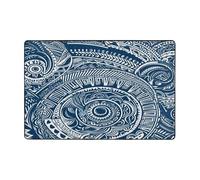 Tapis imprimé (motif tribal maori polynésien bleu) pour salon, chambre à coucher et bureau, tapis de sol 91,4 x 61 cm, tapis d'intérieur moderne et antidérapant
