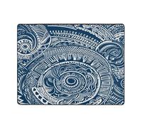 Tapis imprimé (motif tribal maori polynésien bleu) pour salon, chambre à coucher et bureau - Tapis de sol doux et antidérapant - Tapis d'intérieur moderne - 160 x 122 cm