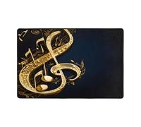 Tapis imprimé note de musique dorée avec étoile brillante tombée) pour salon, chambre à coucher et bureau Tapis de sol doux antidérapant moderne d'intérieur 183 x 121,9 cm