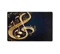 Tapis imprimé note de musique dorée avec étoile brillante tombée - Tapis de sol doux antidérapant pour salon, chambre à coucher et bureau - 152,4 x 99,1 cm