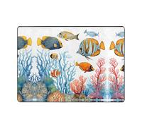 Tapis imprimé poisson dans la mer 203,2 x 147,3 cm, doux, antidérapant et durable pour salon, bureau, et plus encore