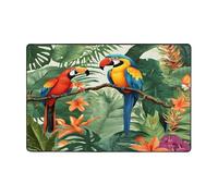 Tapis imprimé pour salon, chambre à coucher et bureau - 182,9 x 121,9 cm - Doux et antidérapant - Moderne - Motif ara et toucan - Perchoir de forêts tropicales