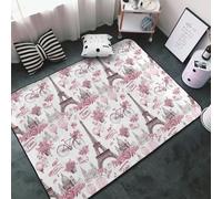 Tapis imprimé scène de rue de Paris rose pour salon, chambre à coucher, tapis doux lavable 9,1 x 152,4 cm, tapis antidérapant pour décoration de chambre à coucher, esthétique, 152,4 x 99,1 cm