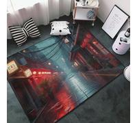 Tapis imprimé scène de rue rétro rouge pour salon, chambre à coucher, tapis doux lavable 9,1 x 152,4 cm, tapis antidérapant pour décoration de chambre à coucher, esthétique 152,4 x 99,1 cm