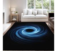 Tapis imprimé Science-fiction Futur Vif Tourbillon Noir Bleu pour décoration de salon, tapis d'intérieur doux et antidérapant lavable pour chambre à coucher, salle à manger, salon 120 x 160 cm