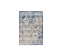 Tapis Imprimé Tissé à la Main "Antigua" Crème & Bleu 80 x 150 cm