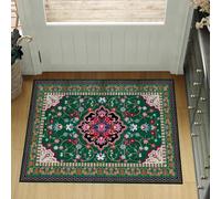 Tapis,Imprimés Modernes Multicolores à Motifs Floraux orientaux Traditionnels Vintage, Vert, 170 x 170 cm, Washable Rugs for Living Room Sofa Bedroom, Mats Indoor Outdoor, Easy Care,