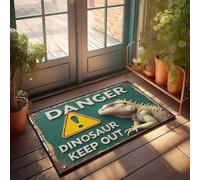 Tapis In House Dinosaure Avertissement : Keep Out - Paillasson vintage rustique décoration de porte d'entrée (65 x 90 cm)