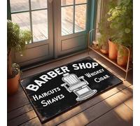 Tapis In House - Panneau vintage pour salon de coiffure : coupes de cheveux, rasages, whisky, cigare, paillasson de ferme, décoration de porte d'entrée (40 x 60 cm)