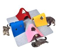 Tapis interactif pour chats - 4 en 1 - Tapis de jeu pour chats - Tapis portable de tunnels pour animaux de compagnie avec trou | pour enrichissement dans la salle de séjour, intérieur et extérieur