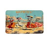 Tapis Interieur Crâne De Cow-Boy Occidental Rétro Drôle De Squelette du Désert du Far West Cool Gothique Rustique Cactus Bohème Home Tapis Antisalissure Absorbant Paillasson Intérieur 40X60Cm
