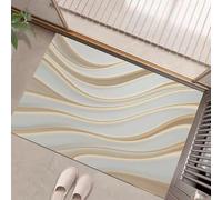 Tapis Interieur Entree Beige 90 x 150 cm Tapi de Porte Lavable Tapis Salon Style luxueux minimaliste Motif vague dorée Tapi Chambre Cuisine Dessous Antidérapant pour Entrée Couloir, Cuisine, Porte