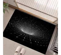 Tapis Interieur Entree Noir 50 x 80 cm Tapi de Porte Lavable Tapis Salon Illusion de science-fiction Motif de tunnel en spirale Tapi Chambre Cuisine Dessous Antidérapant pour Entrée Couloir, Cuisine