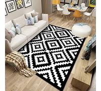 AU-OZNER Tapis Interieur Entree,Tapis Noir et Blanc, canapé à Motif géométrique Facile à Aspirer, Pratique Pratique et Moderne,Tapis Garcon -Noir et Blanc_120x180cm