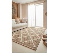 Tapis intérieur extérieur aspect jute à motif géométrique - NAZAR RUGS - 120x170 cm - Nature - Marron