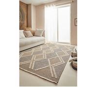 Tapis intérieur extérieur aspect jute à motif losange - NAZAR RUGS - 120x170 cm - Nature - Bleu