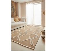 Tapis intérieur extérieur aspect jute à motif losange - NAZAR RUGS - 60x180 cm - Nature - Jaune